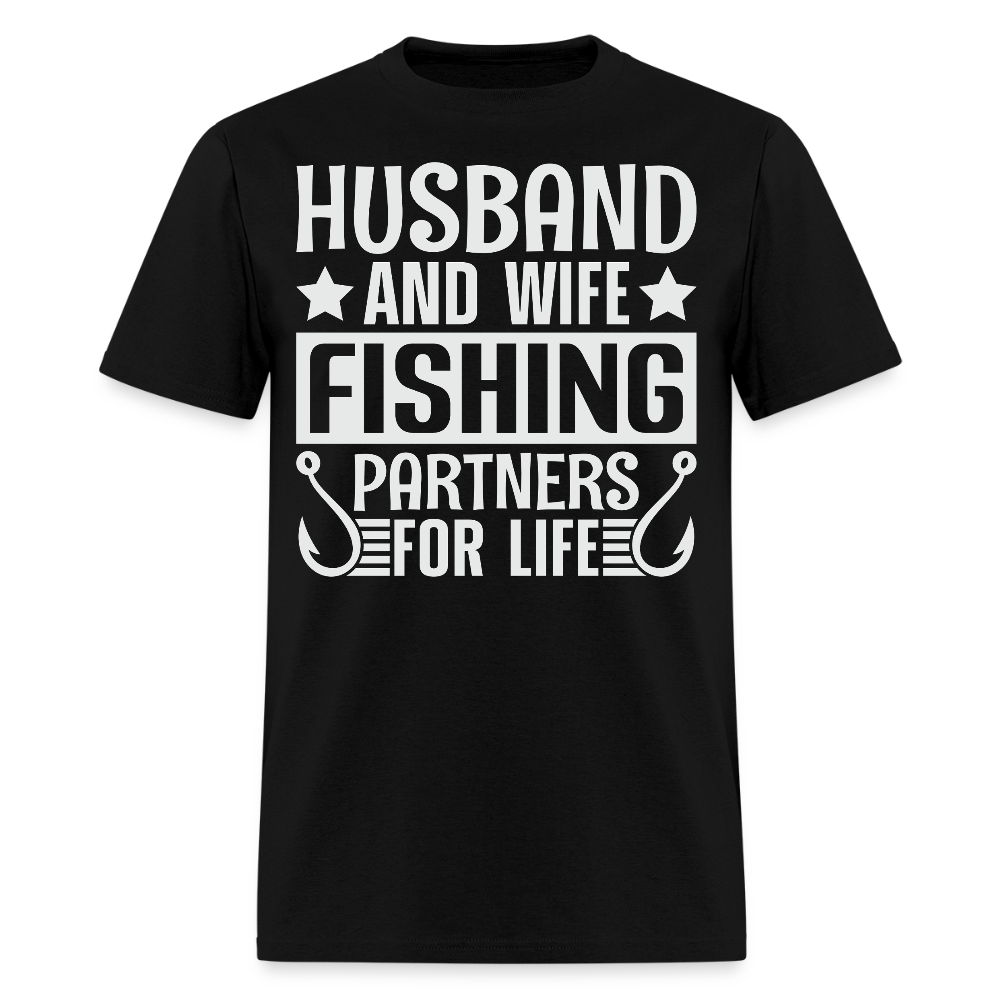 Husband And Wife Fishing Partners For Life T-Shirt - black