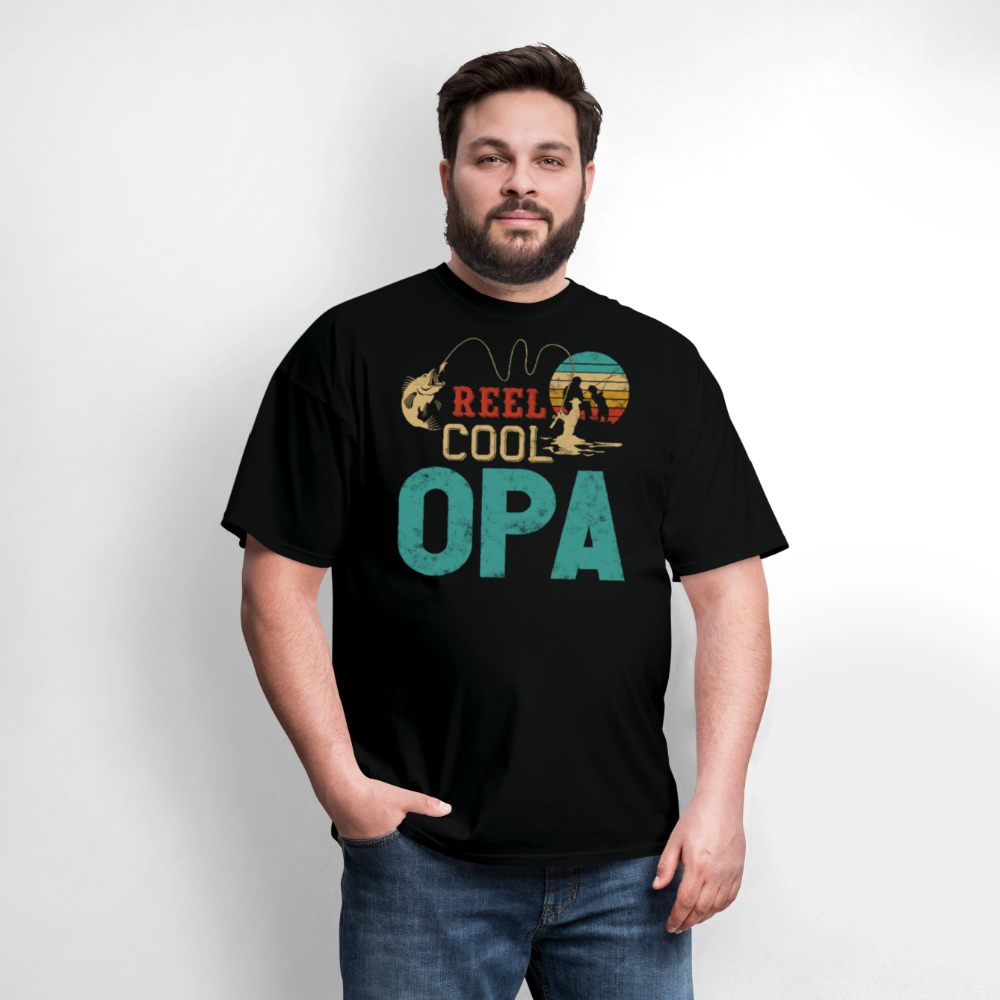 Reel Cool Opa Fishing Father’s Day T-Shirt - black