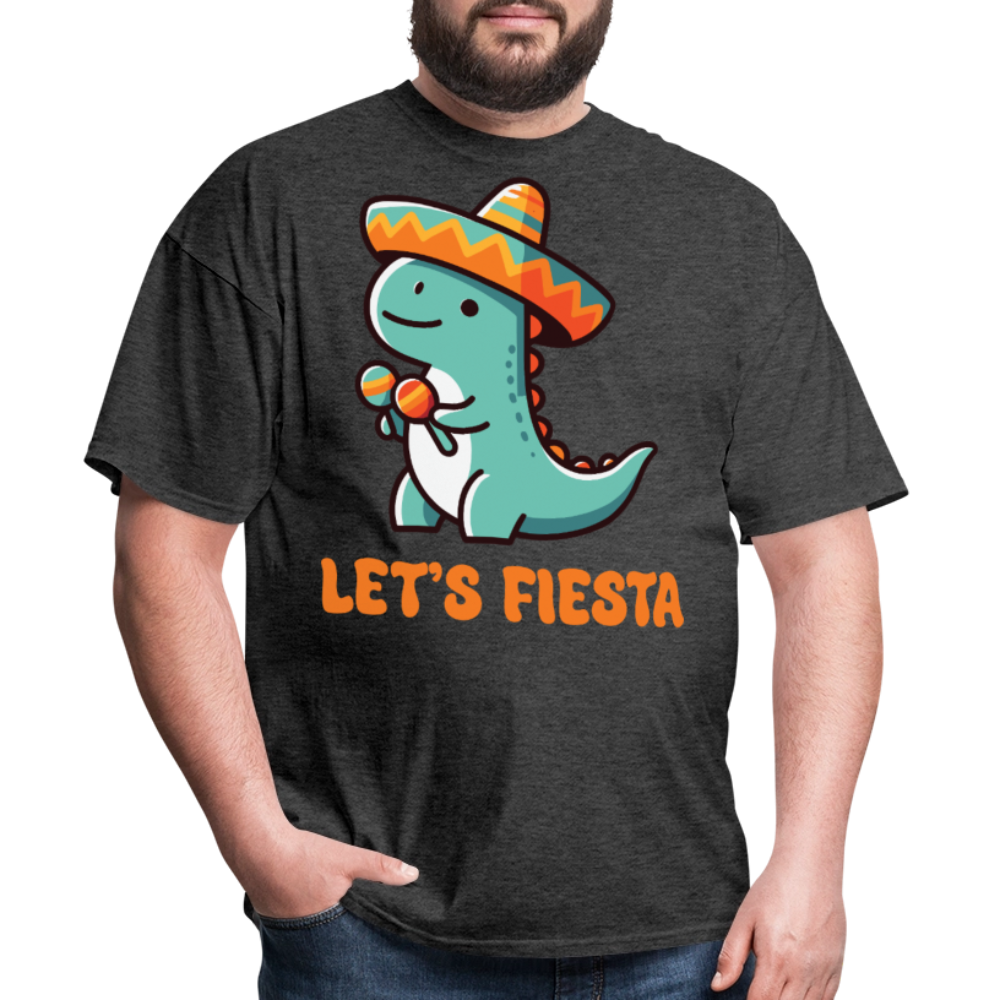 Cute Dinosaur Fiesta Tee For Party Lovers Let's Fiesta T-shirt - heather black