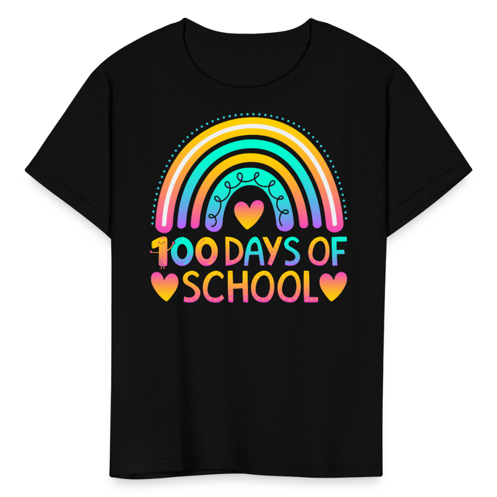 Rainbow 100 Days of School Kids' T-Shirt - black