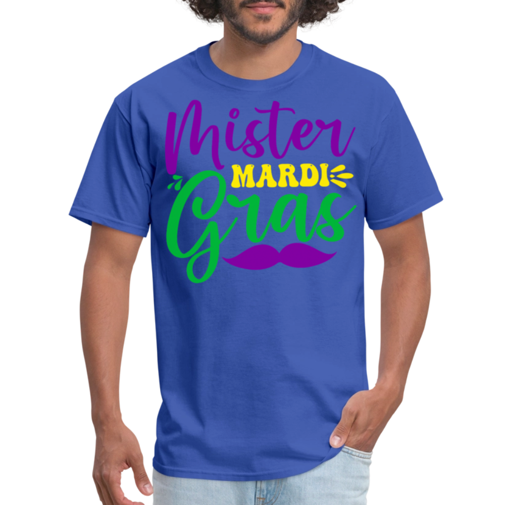 Men's Mardi Gras Graphic Tee Mister Mardi Gras Party T-Shirt - royal blue