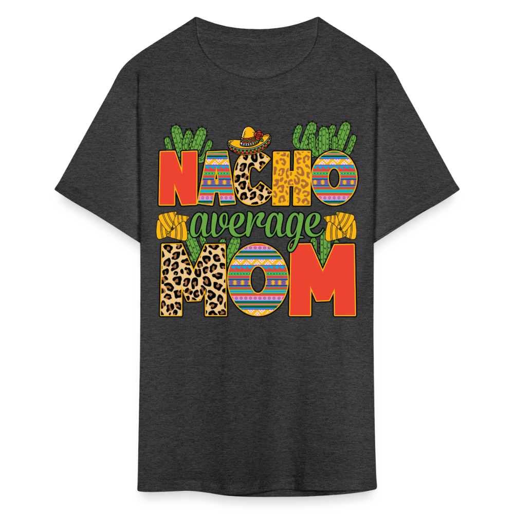 Leopard Print Nacho Average Mom Shirt Colorful Fiesta Mom T-shirt - heather black