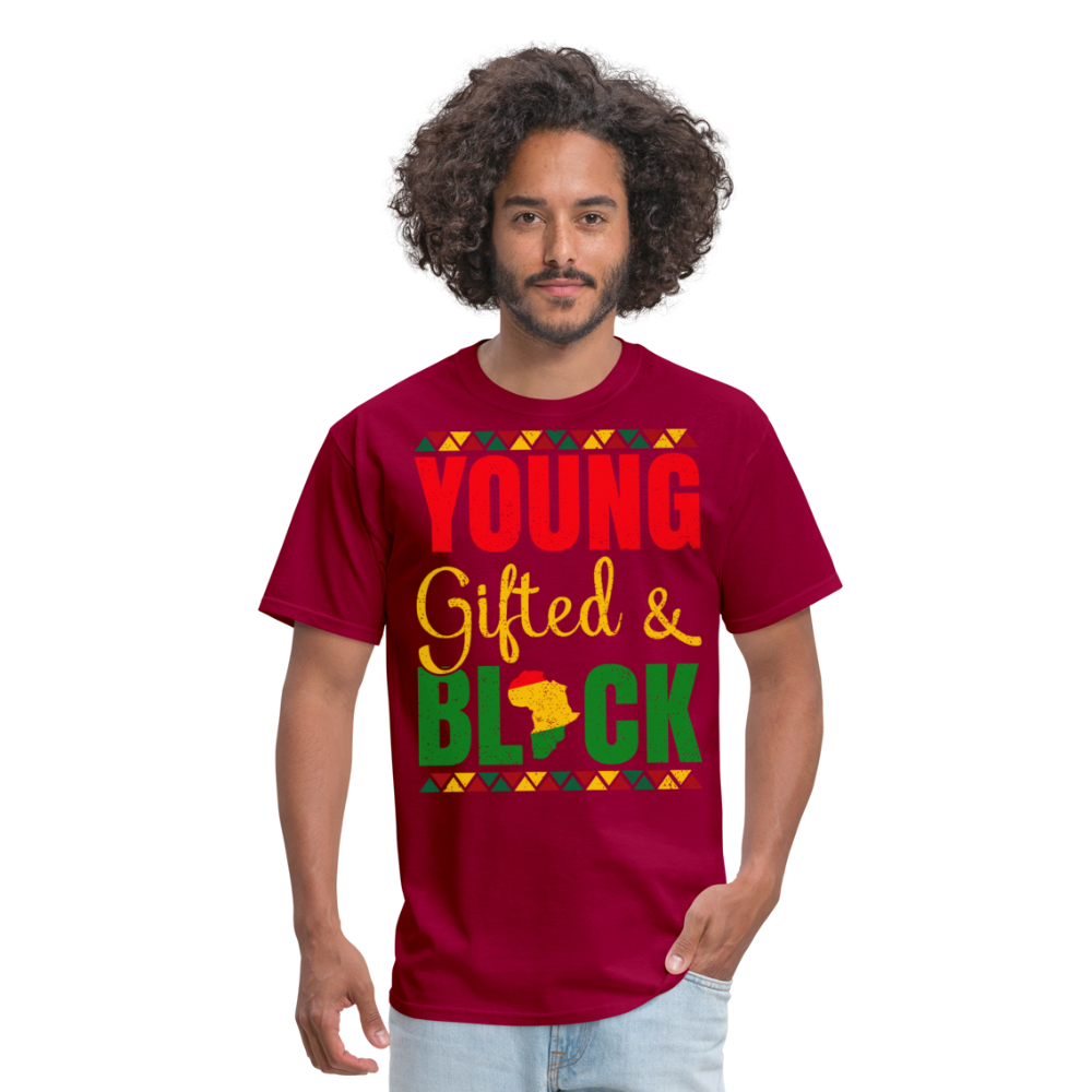 African Heritage Tee Young Gifted and Black T-Shirt - dark red