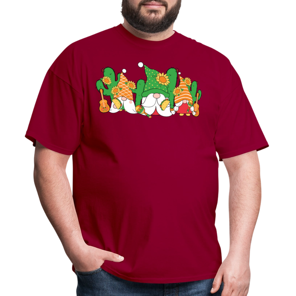 Gnome Lover Gift Ideas Mexican Fiesta Gnome T-shirt - dark red