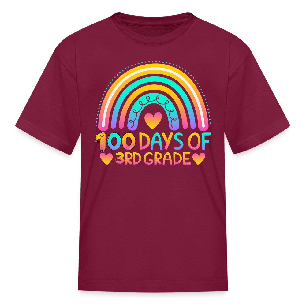 100 Days of 3rd Grade Rainbow Kids' T-Shirt - burgundy