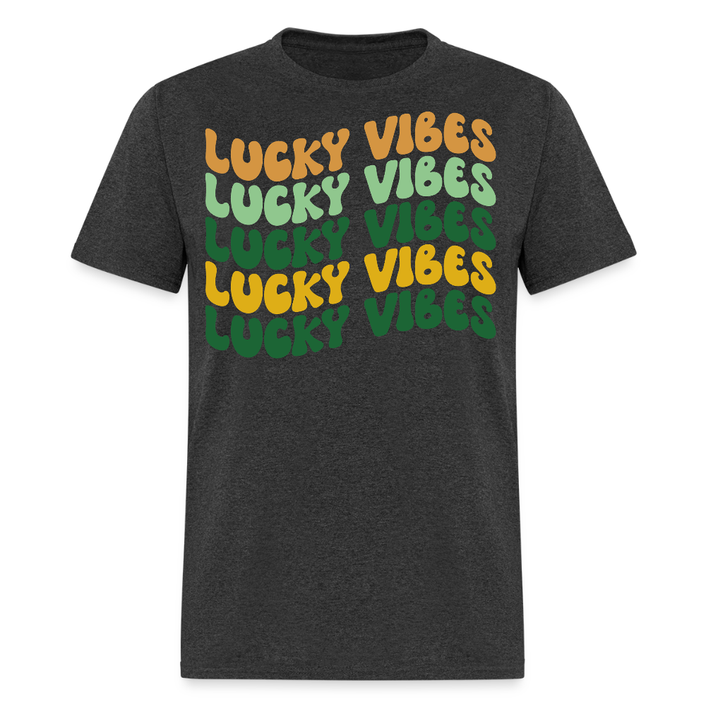 St Patrick's Day Lucky Vibes T-shirt - heather black