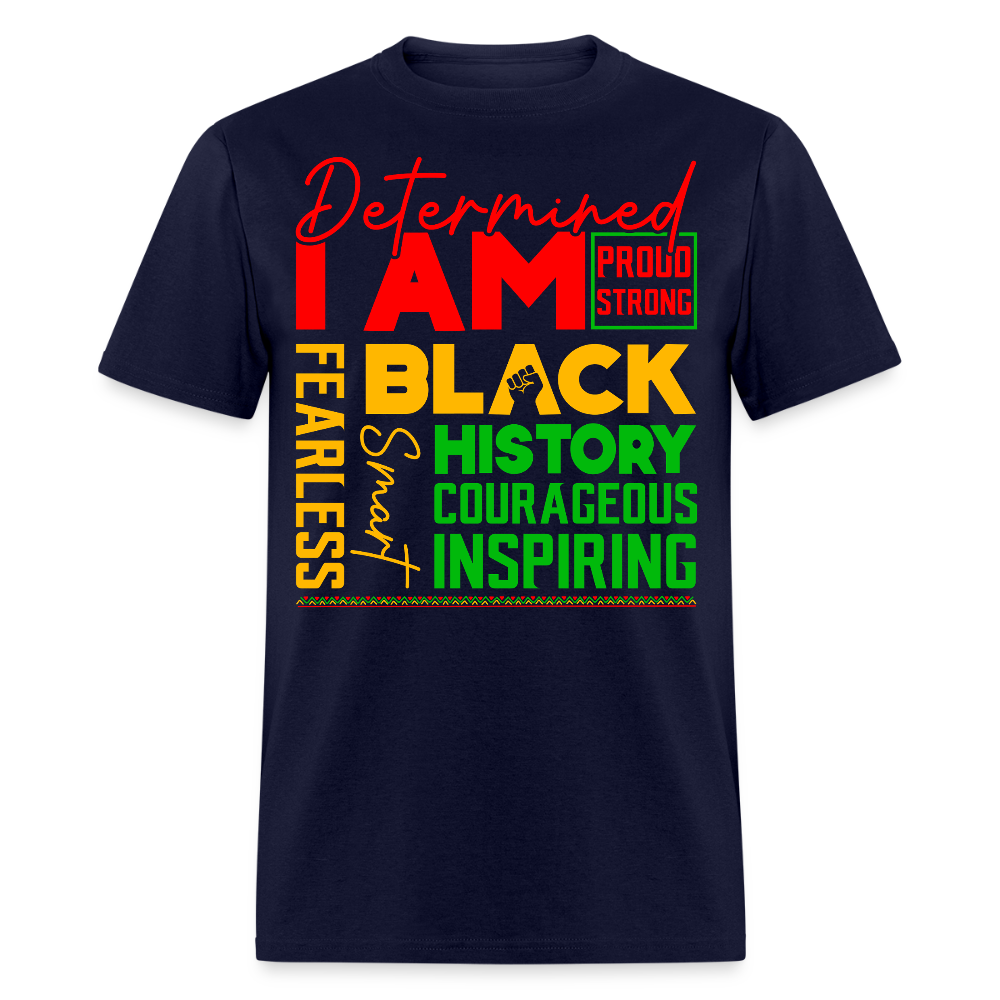 Uplifting African Heritage Tee Fearless Black Empowerment T-shirt - navy