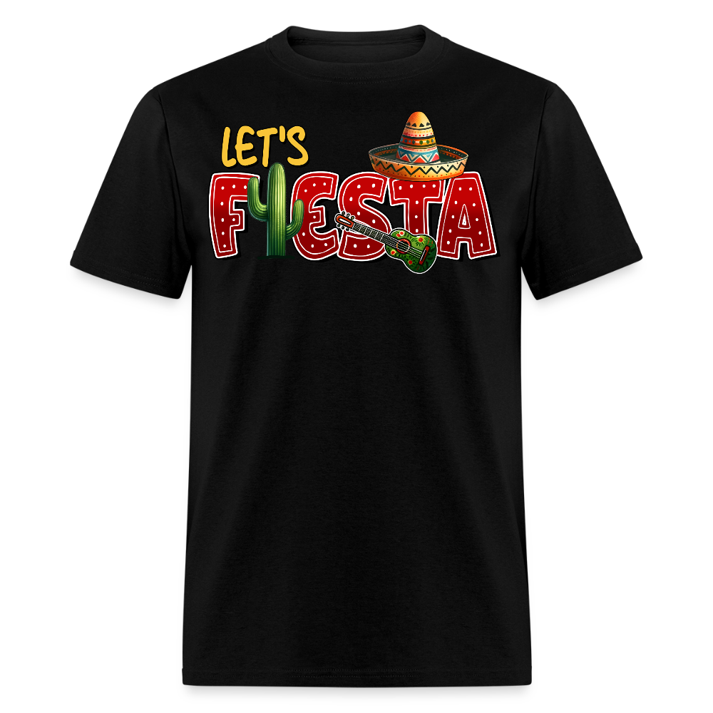 Funny Fiesta Party Graphic Tee Let's Fiesta Mexican Theme T-shirt - black