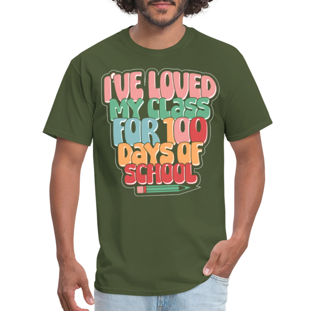 100 Days Of School Tee For Teachers 100 Days Of Learning Teacher T-shirt - military green