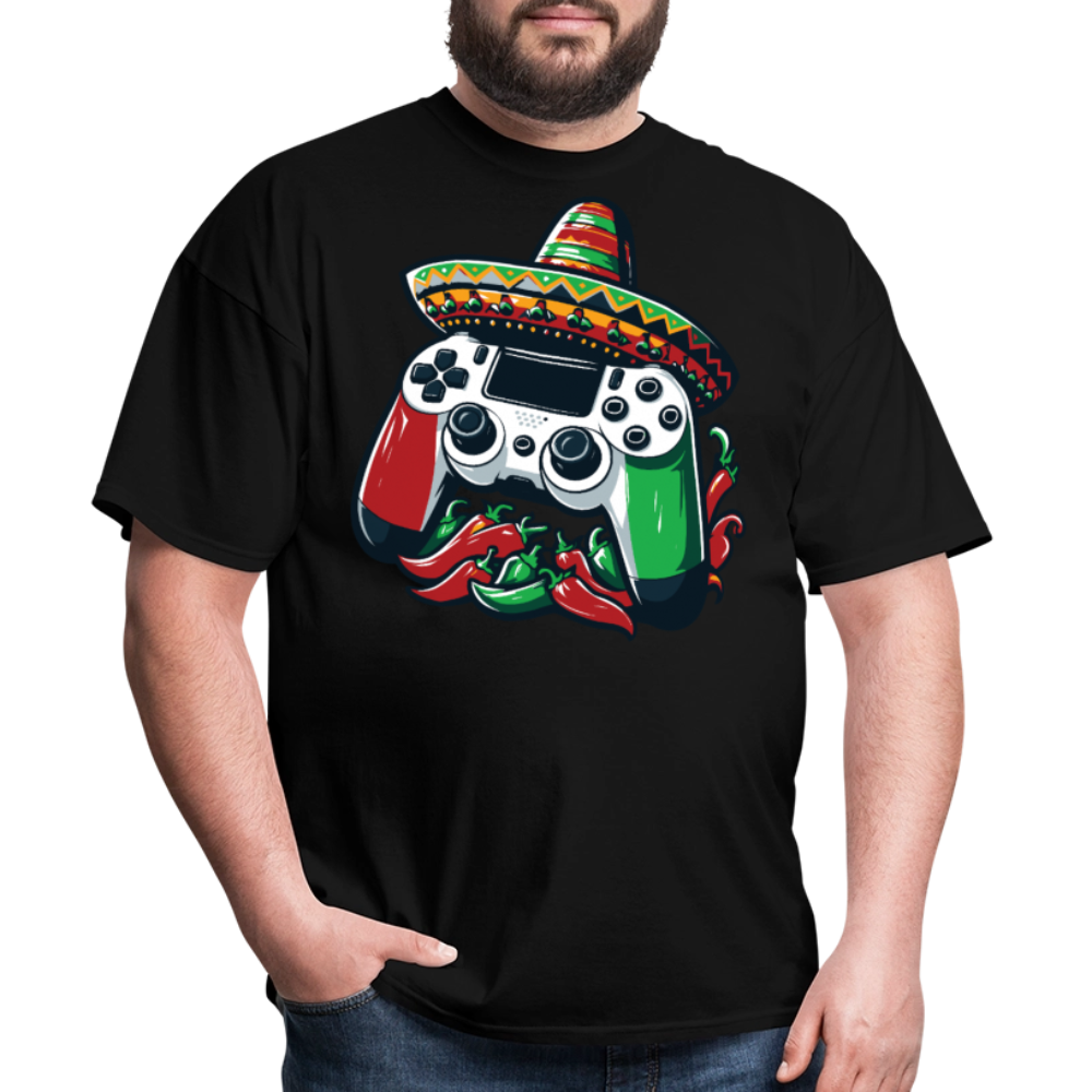 Gamer Controller With Sombrero Design Mexican Gamer T-shirt - black