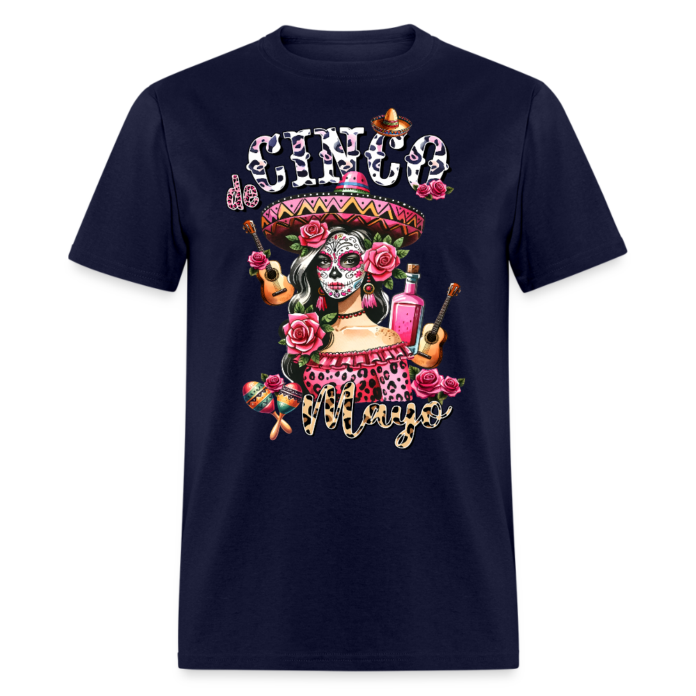 Mexican Fiesta Party Outfit Cinco De Mayo Sugar Skull T-Shirt - navy