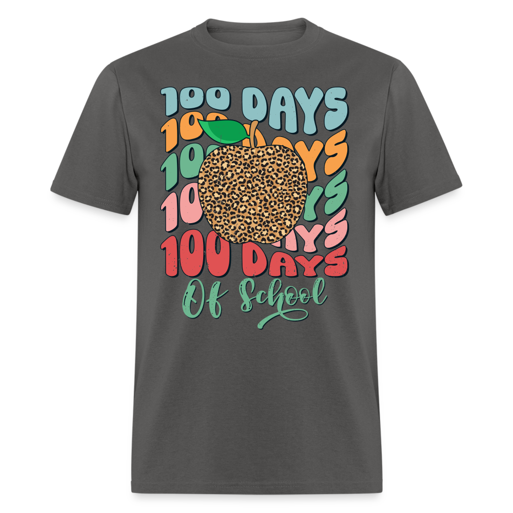 Leopard print 100 Days Of School Teacher Appreciation Gifts T-shirt - charcoal