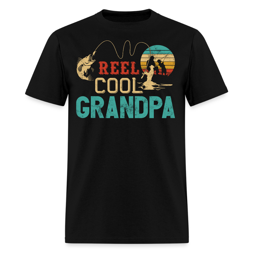 Reel Cool Grandpa Fishing Gifts T-shirt - black