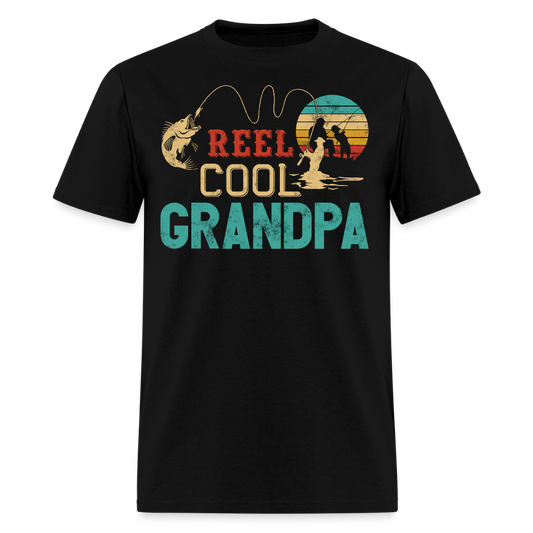 Reel Cool Grandpa Fishing Gifts T-shirt - black