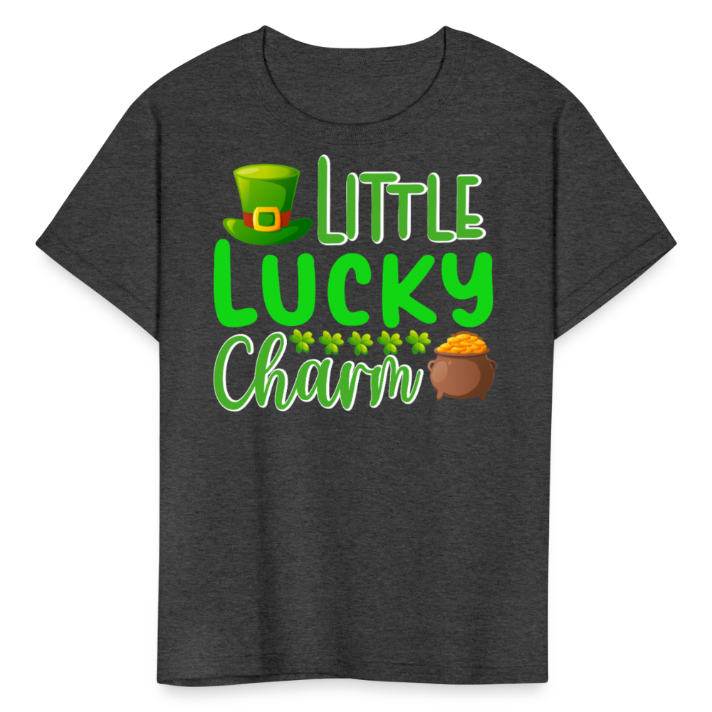 St Patrick's Day Lucky Charm Kids T-shirt - heather black
