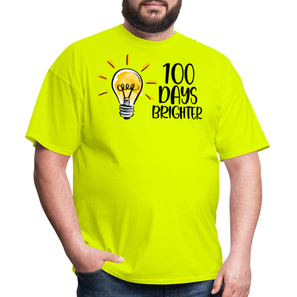 100 Days Brighter Tee for Teachers School Milestone Unisex T-Shirt - safety green