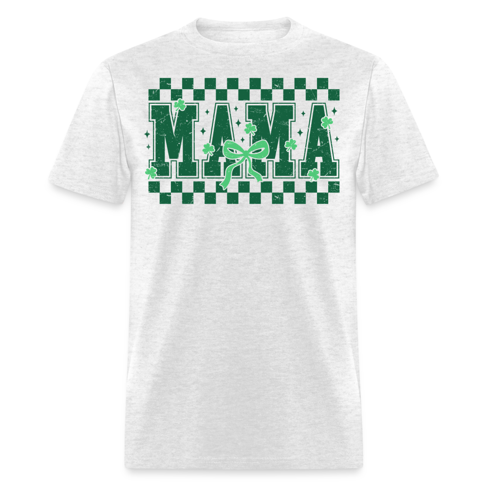 Distressed Lucky Mama Clover St. Patrick's Day Gift Tee - light heather gray