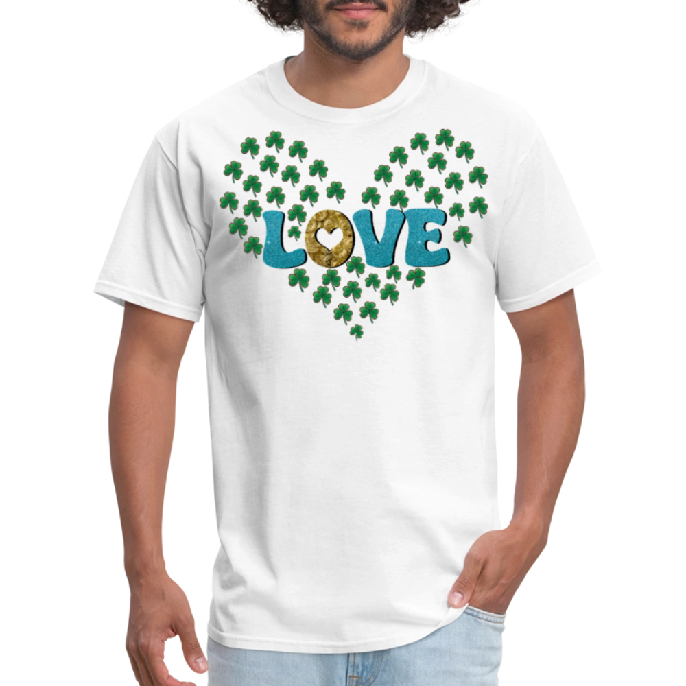 St Patrick's Day Love Heart Tee With Shamrocks T-shirt - white