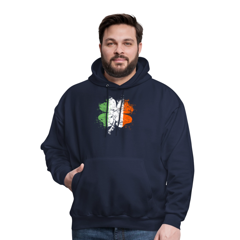 Irish Distressed Shamrock ST Patrick's Day Men's Hoodie - navy