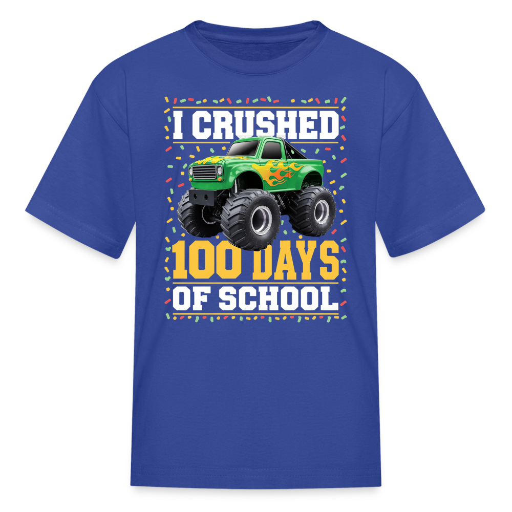 100 Days Of School Monster Truck Tee Kids 100th Day Of School T-shirt - royal blue