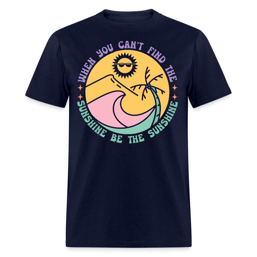Be The Sunshine Retro Beach Inspirational T-shirt - navy