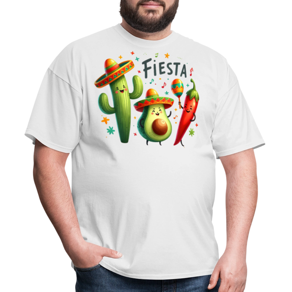 Cinco De Mayo Cartoon Design Tee Cute Avocado And Cactus Fiesta T-shirt - white