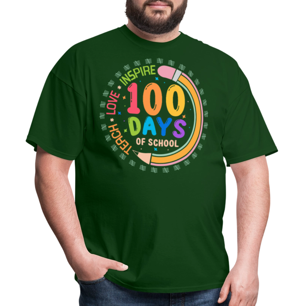 100th Days Of School Shirt For Teachers School Milestone Celebration T-shirt - forest green