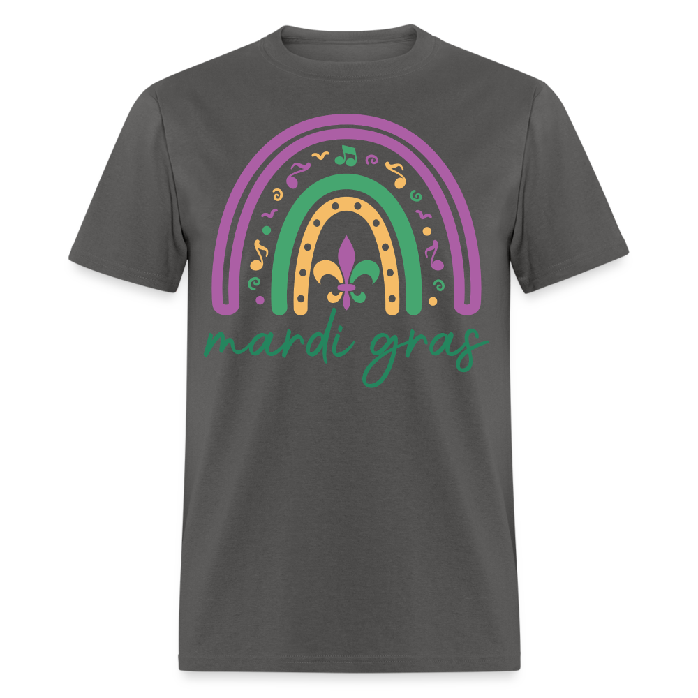 Purple Green Gold Carnival Tee Mardi Gras Rainbow Shirt For Women - charcoal