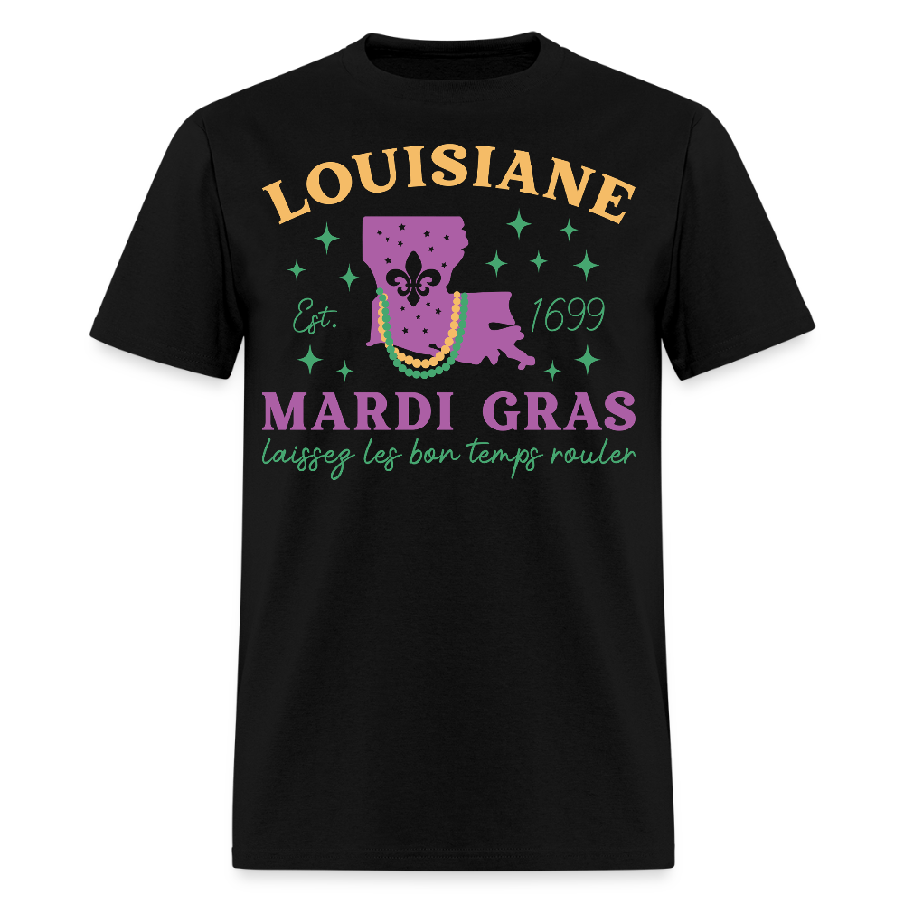 Louisiana State Pride Mardi Gras Tee Laissez Les Bon Temps Rouler T-shirt - black