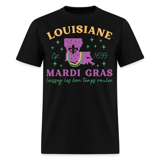 Louisiana State Pride Mardi Gras Tee Laissez Les Bon Temps Rouler T-shirt - black
