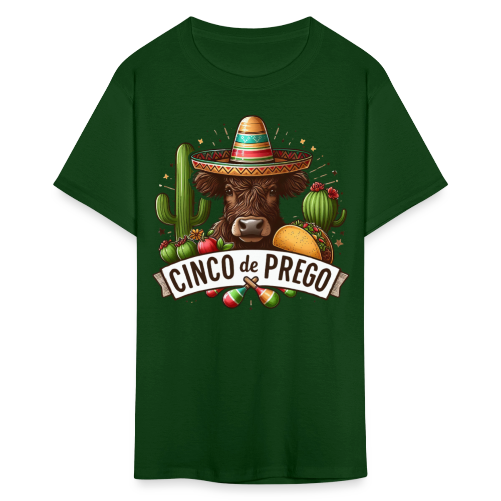 Cinco De Prego Tee  Funny Cinco De Mayo Cow T-shirt - forest green