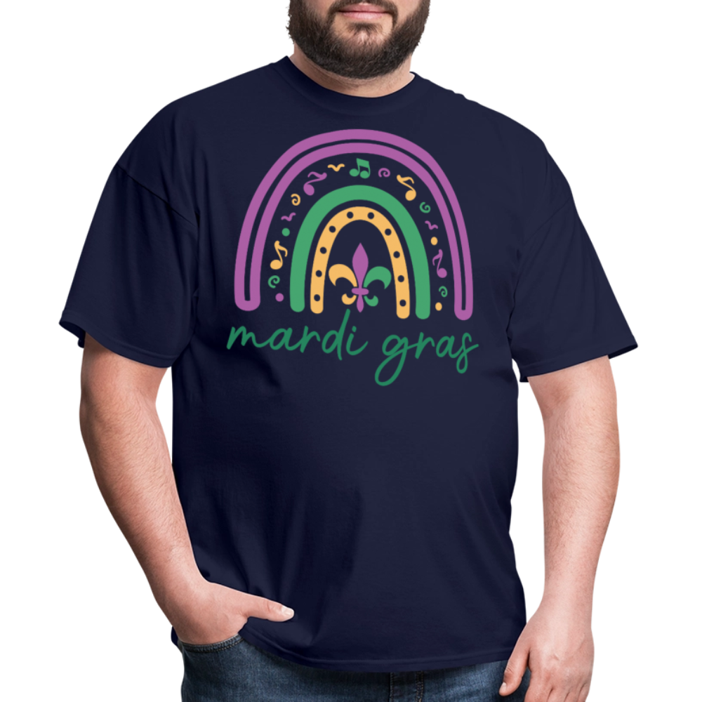 Purple Green Gold Carnival Tee Mardi Gras Rainbow Shirt For Women - navy