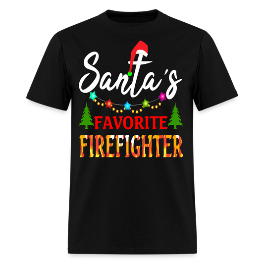 Santa’s Favorite Firefighter Christmas Gift For Fireman T-Shirt - black