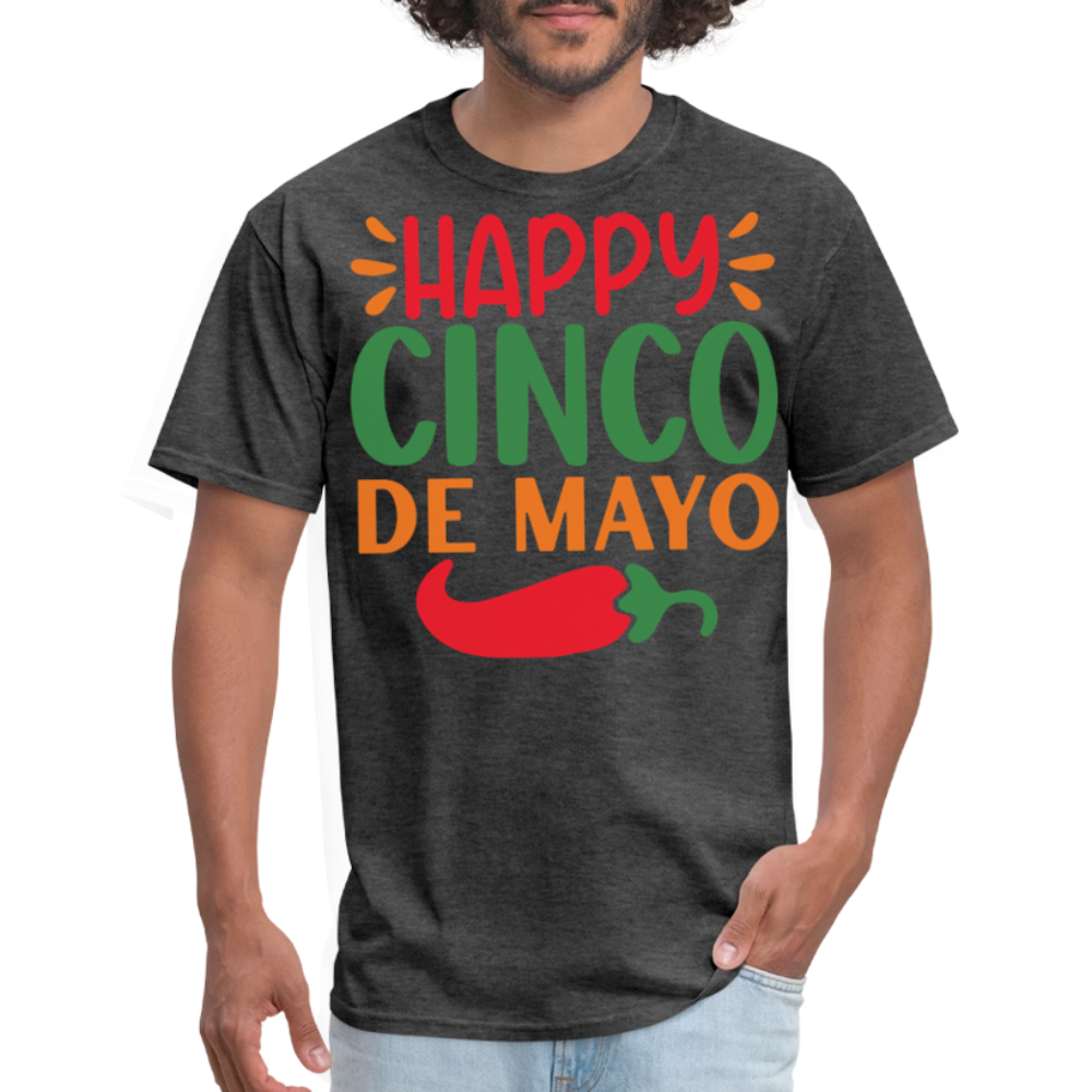 Colorful Happy Cinco de Mayo Fiesta T-shirt - heather black