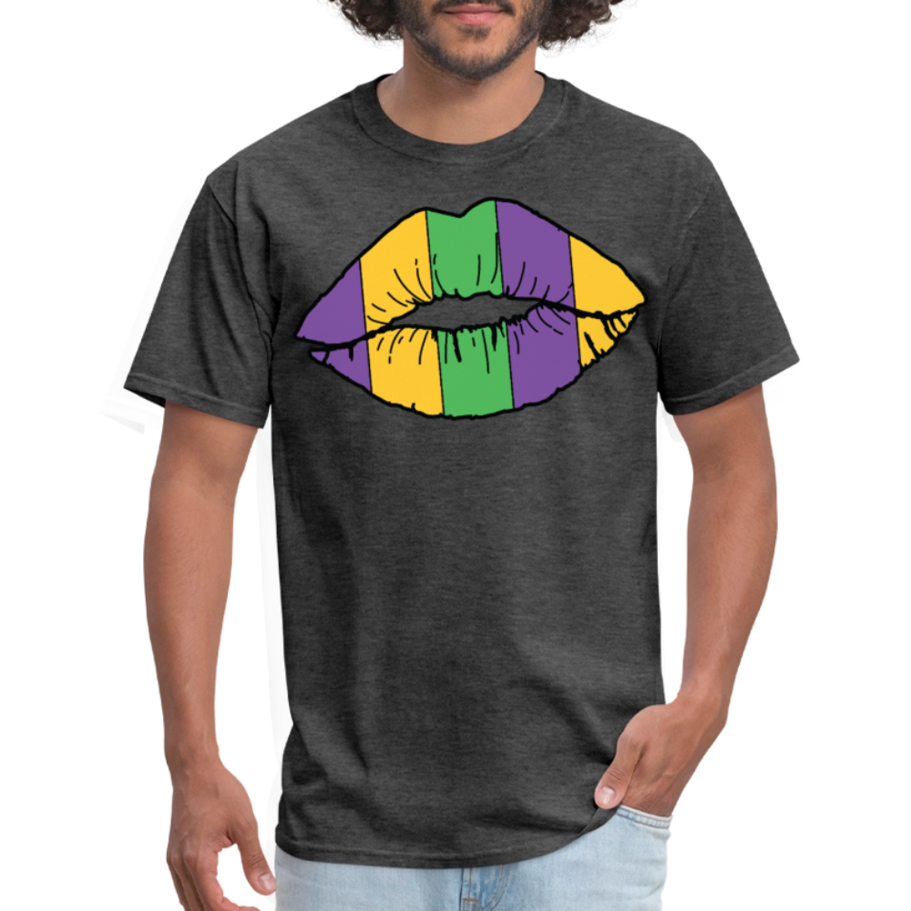 Mardi Gras Lips Tee For Women New Orleans Carnival T-Shirt - heather black