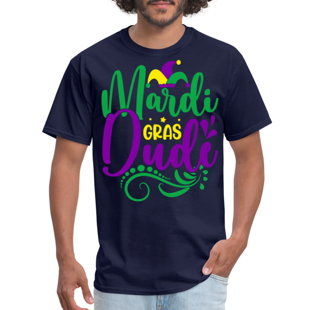 Mardi Gras Dude Shirt Fat Tuesday Celebration T-shirt - navy