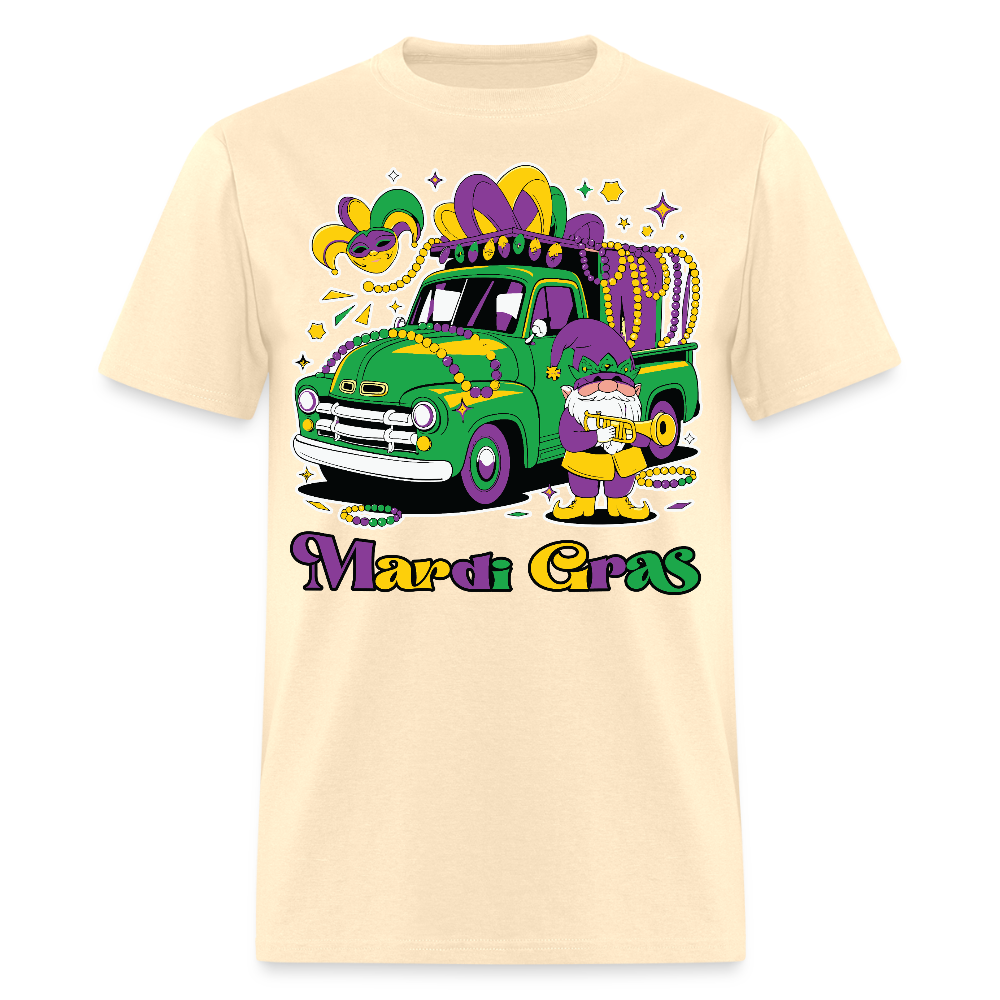 Funny Mardi Gras Truck And Beads Graphic Tee Mardi Gras Gnome T-shirt - natural