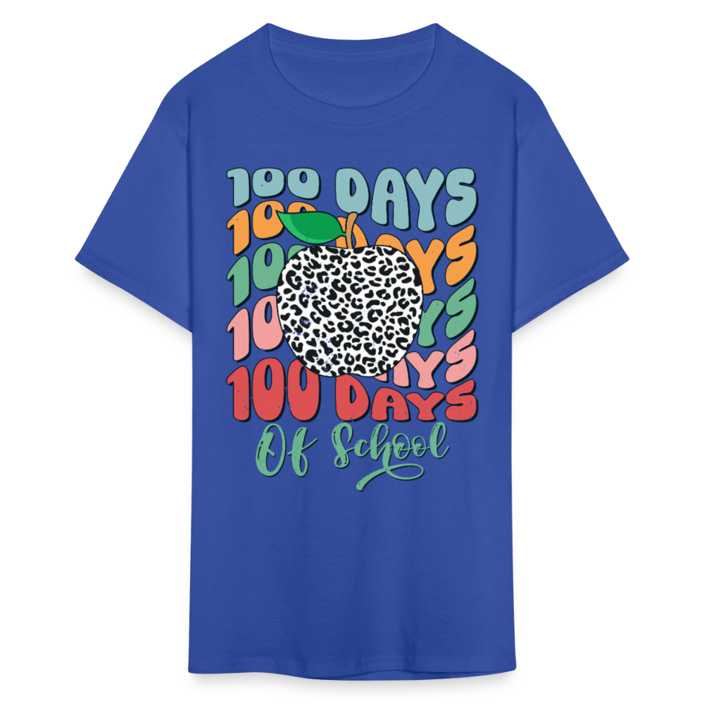 Leopard Print 100 Days of School Tee 100th-day Celebration T-shirt - royal blue