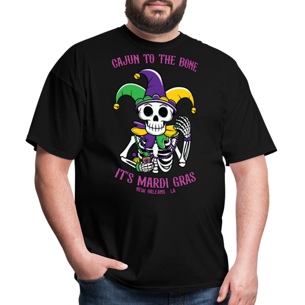 Bourbon Street Festival Tee Mardi Gras Skeleton Jester T-shirt - black