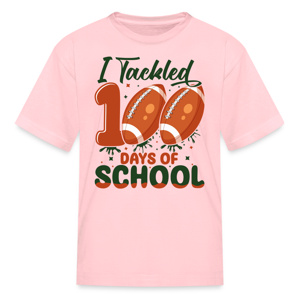 I Tackled 100 Days Of School Shirt Smarter Football Kids T-Shirt - pink