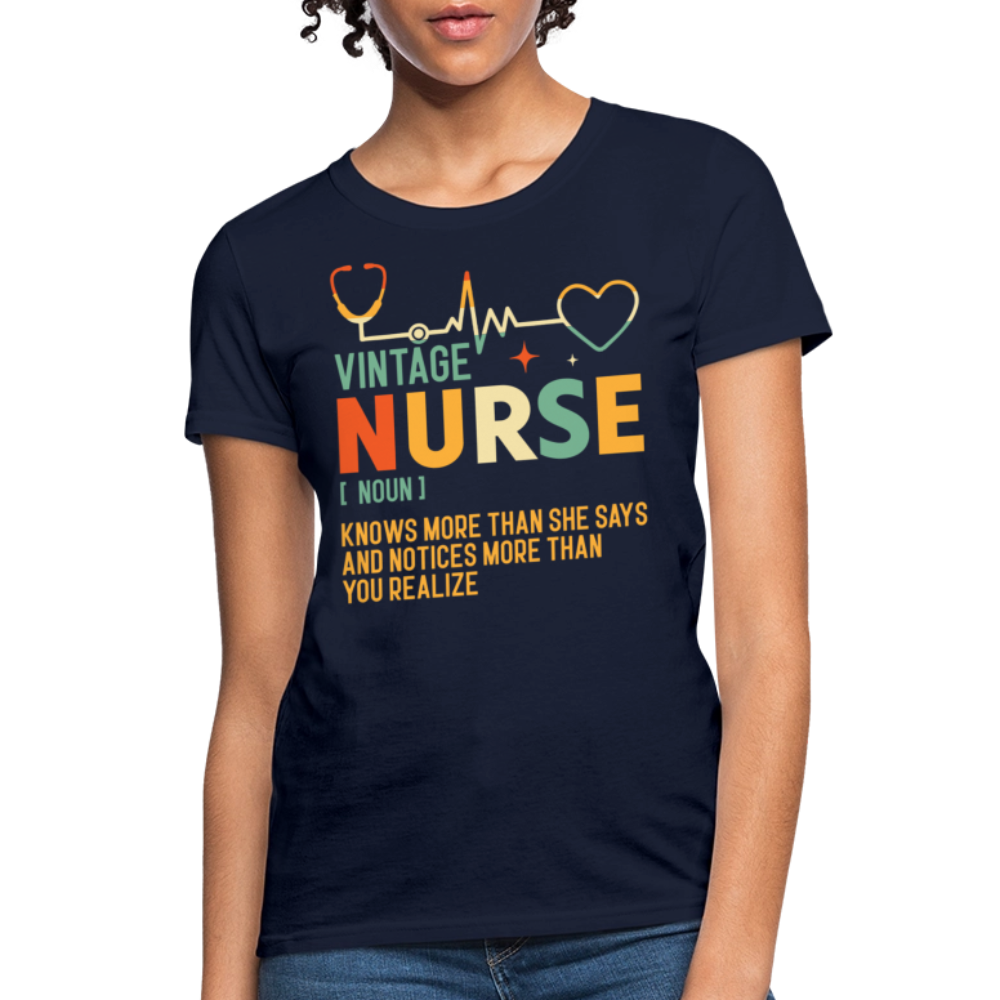 Vintage Nurse Definition Gift For Healthcare Workers T-Shirt - navy