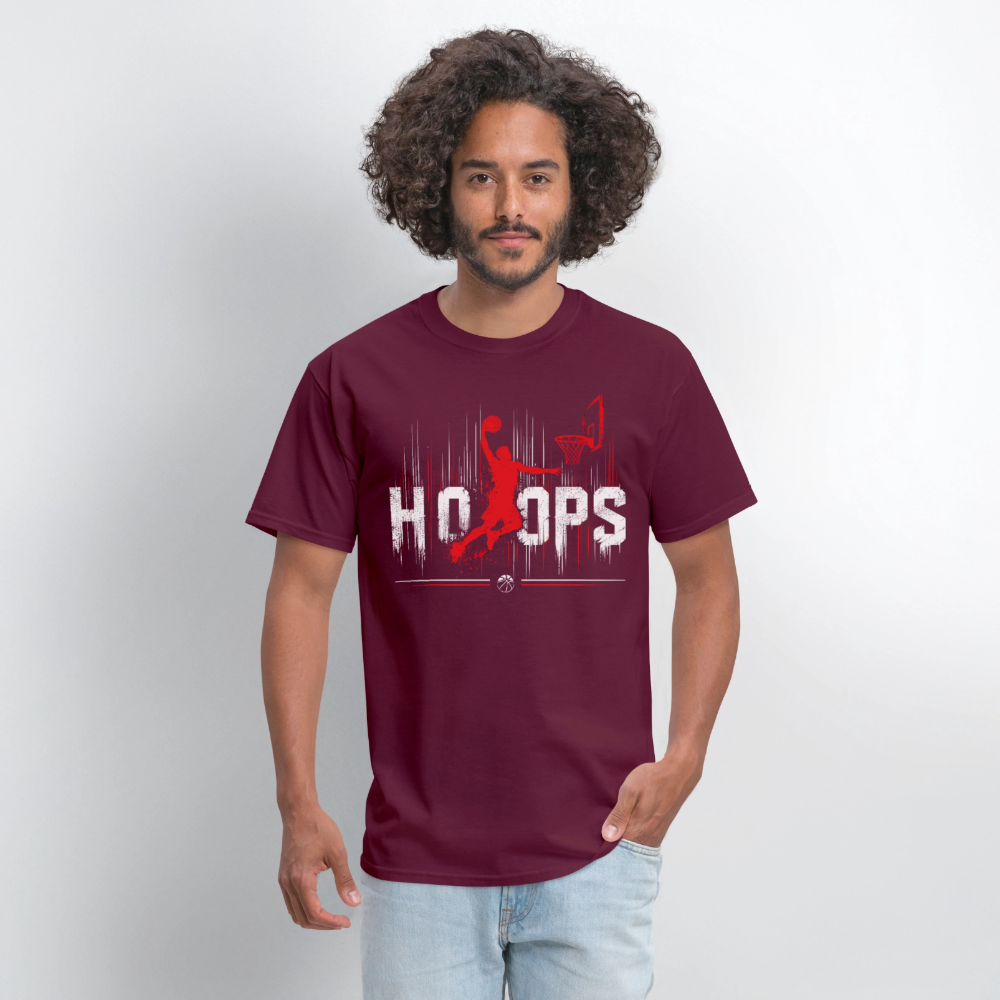 Basketball Hoops Graphic Men's T-Shirt | GILDAN 5000 - burgundy