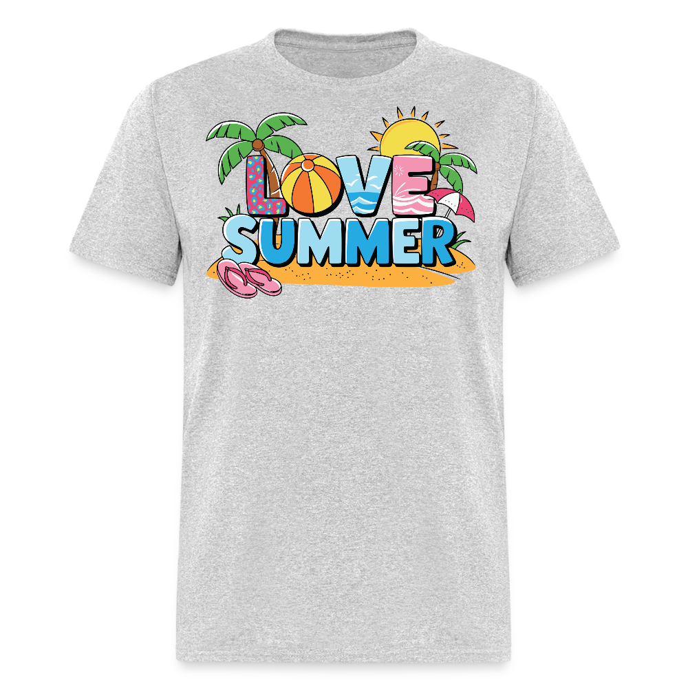 Retro Love Summer Vacation T-shirt - heather gray