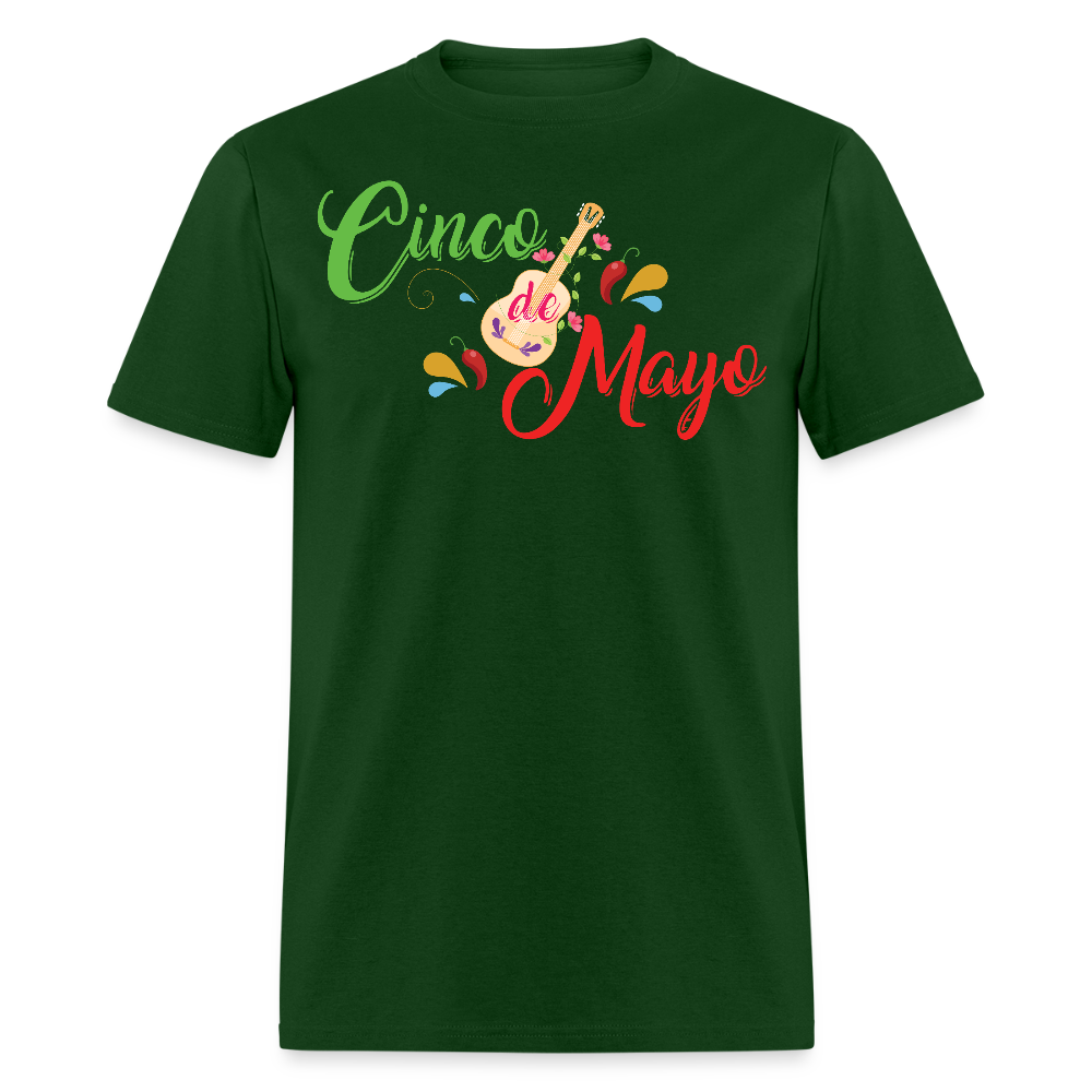 Colorful Cinco De Mayo Shirt With Guitar Unisex T-shirt - forest green