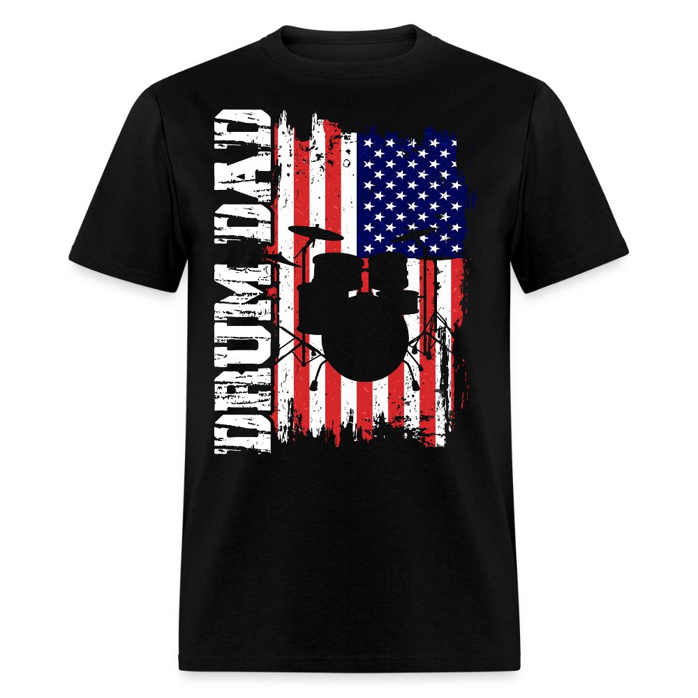 American Flag Drummer Dad T-shirt - black