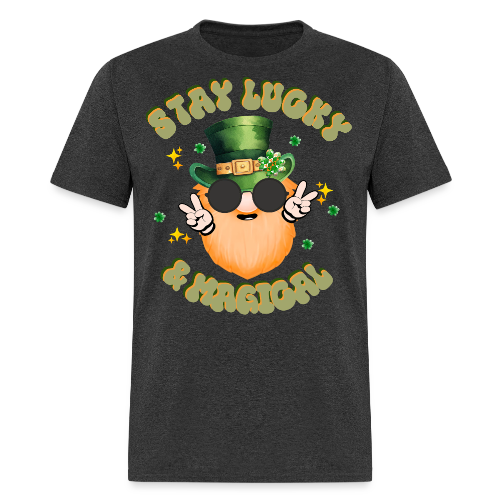 Stay Lucky And Magical Irish T-shirt - heather black