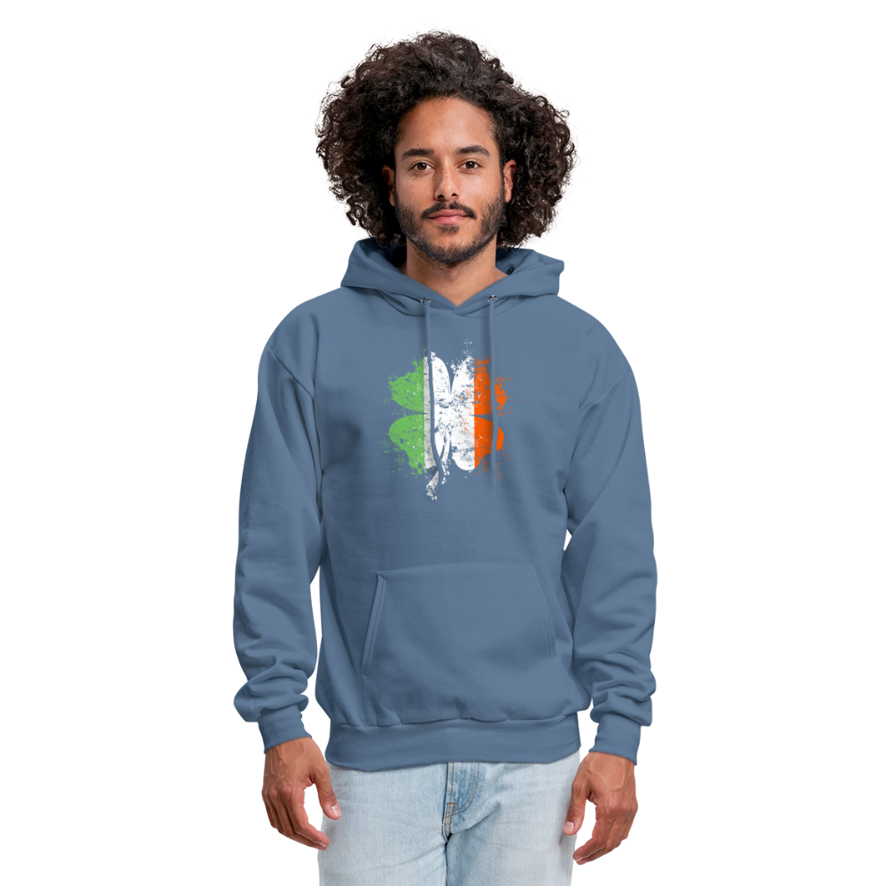 Irish Distressed Shamrock ST Patrick's Day Men's Hoodie - denim blue