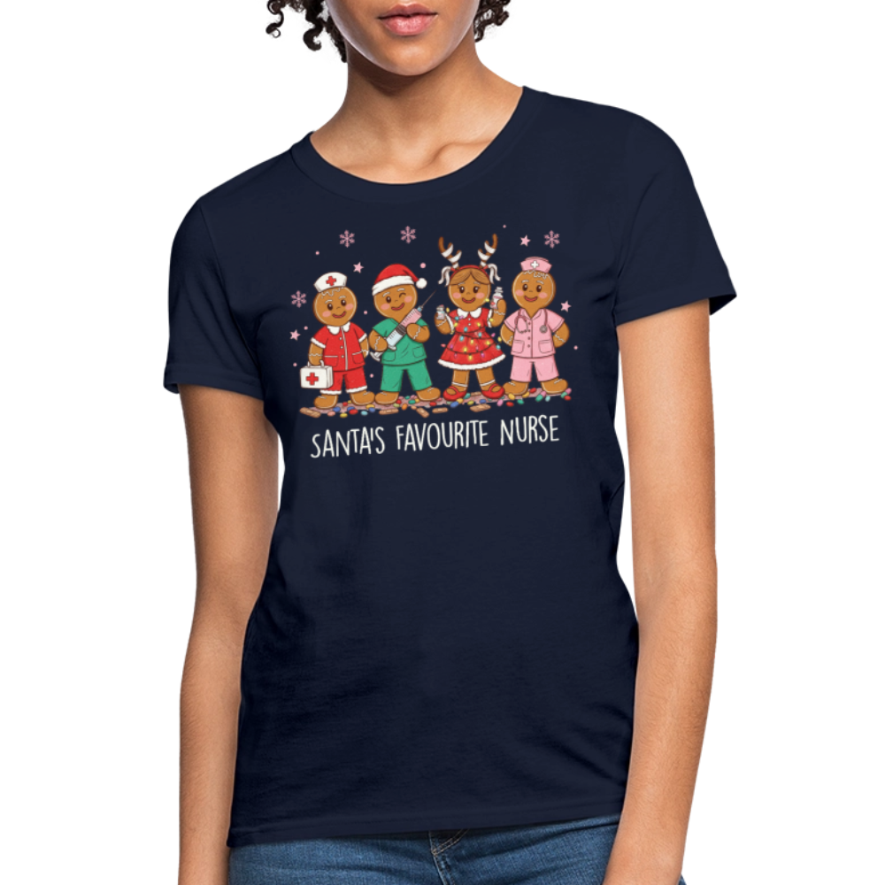 Santa’s Favourite Nurse Funny Christmas T-Shirt - navy