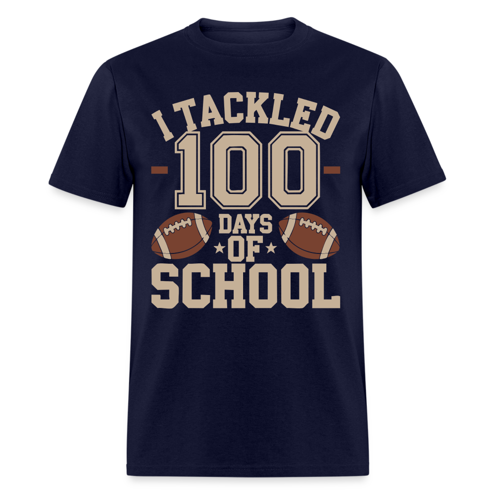 100 Days Of School Tee For Teachers Funny Football Themed School T-shirt - navy