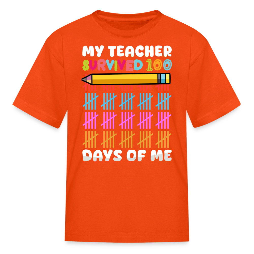 Teacher Survived 100 Days Of School Cute Kids Milestone T-shirt - orange